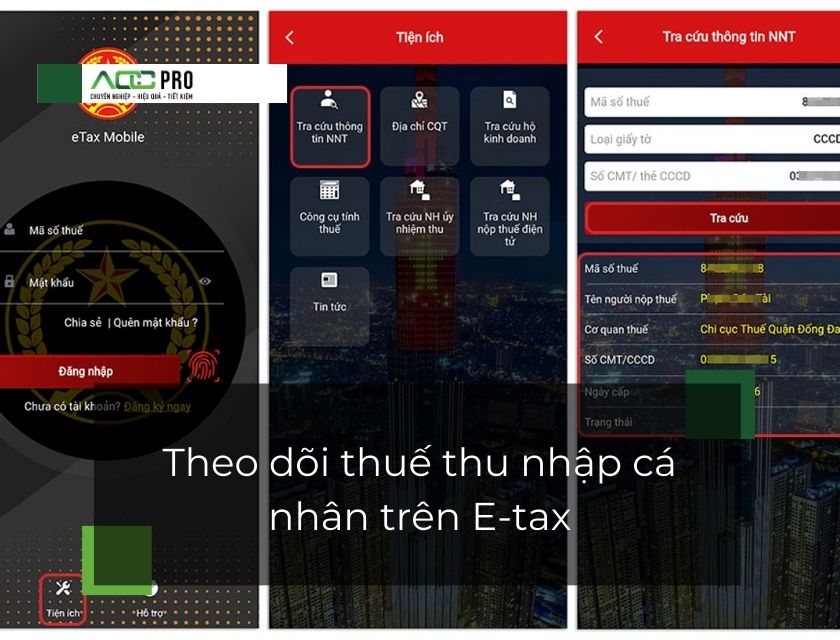 Theo dõi thuế thu nhập cá nhân trên E-tax