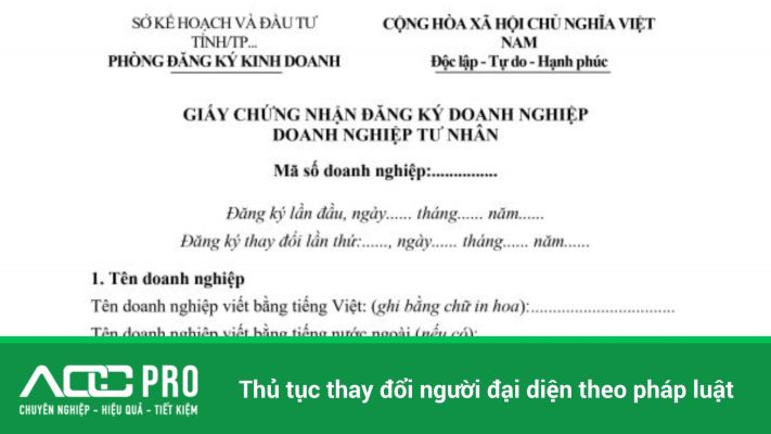hoàn tất thủ tục thay đổi người đại diện theo pháp luật